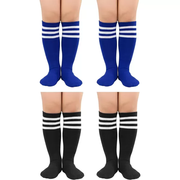 Zando 4 Pairs Kids Soccer Socks Baseball Softball Socks Youth Athletic Socks Boys Girls Knee High Socks 4-10 Years
