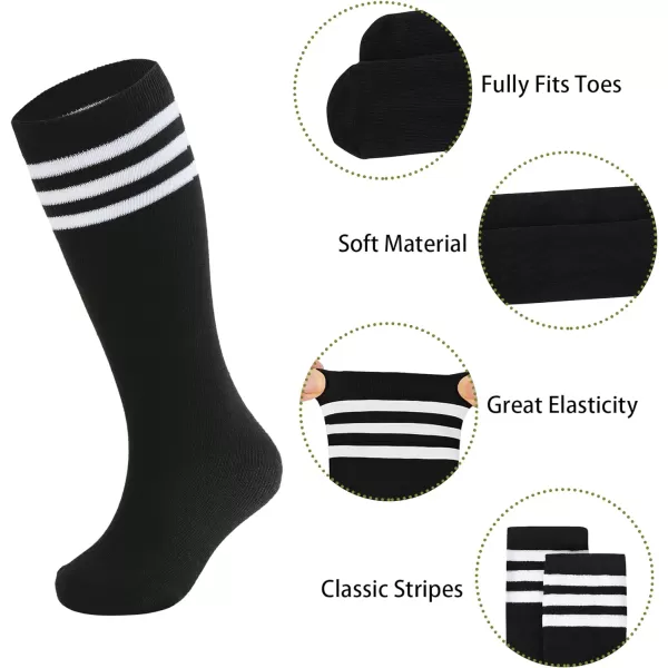 Zando 4 Pairs Kids Soccer Socks Baseball Softball Socks Youth Athletic Socks Boys Girls Knee High Socks 4-10 Years