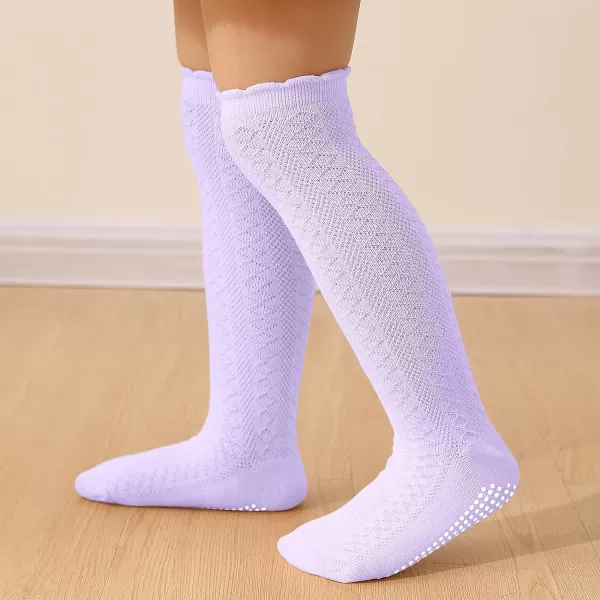 Zando Baby Girl Socks Cotton Baby Knee High Socks Cute Ruffle Socks for Toddler Girls Infant Uniform Stockings Seamless