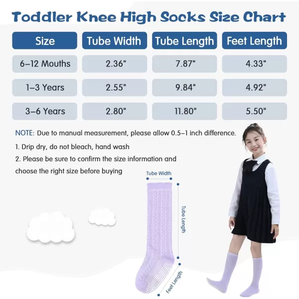 Zando Baby Girl Socks Cotton Baby Knee High Socks Cute Ruffle Socks for Toddler Girls Infant Uniform Stockings Seamless