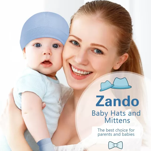 Zando Baby Hats and Mittens Unisex Infant Beanie Caps Newborn Hospital Hat with Scratch Mitten Set for Baby Boys Grils Hats
