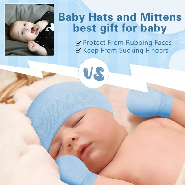 Zando Baby Hats and Mittens Unisex Infant Beanie Caps Newborn Hospital Hat with Scratch Mitten Set for Baby Boys Grils Hats