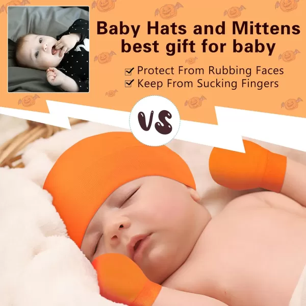 Zando Baby Hats and Mittens Unisex Infant Beanie Caps Newborn Hospital Hat with Scratch Mitten Set for Baby Boys Grils Hats