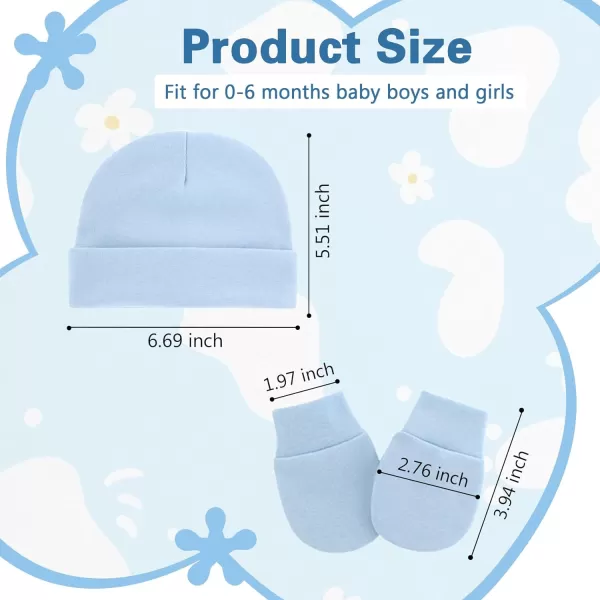 Zando Baby Hats and Mittens Unisex Infant Beanie Caps Newborn Hospital Hat with Scratch Mitten Set for Baby Boys Grils Hats