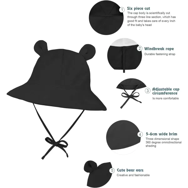 Zando Baby Sun Hat Newborn UPF 50+ Wide Brim Toddler Bucket Hat for Boys Girls Hats Adjustable Summer Beach Caps 0-4 Years