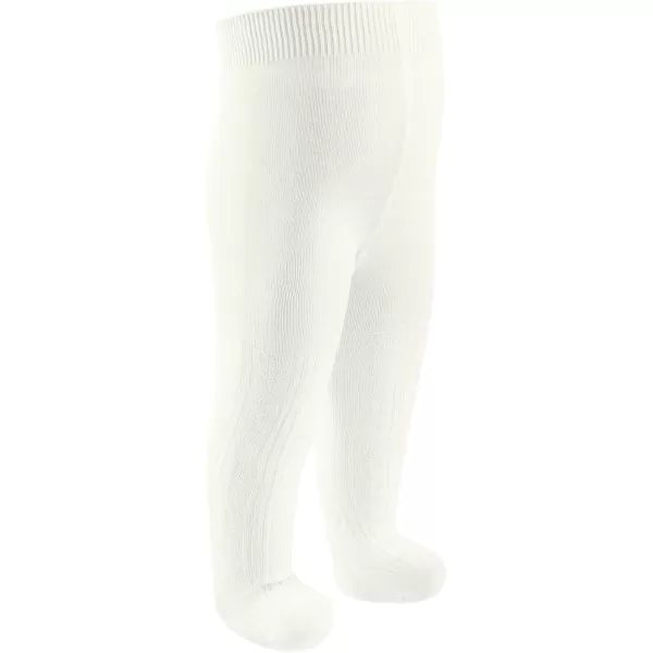 Zando Baby Tights Cable Knit Leggings Cotton Pantyhose Seamless Stockings Cream White Tights for Newborn Toddler and Kids