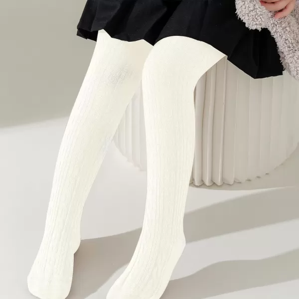 Zando Baby Tights Cable Knit Leggings Cotton Pantyhose Seamless Stockings Cream White Tights for Newborn Toddler and Kids