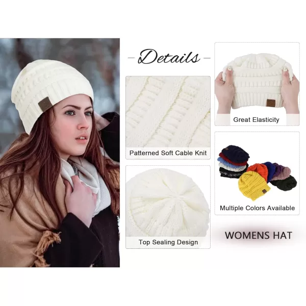 Zando Beanies Women Satin Lined Beanie for Women Warm Winter Hats for Women Thick Knit Beanies for Winter