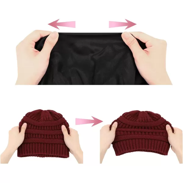 Zando Beanies Women Satin Lined Beanie for Women Warm Winter Hats for Women Thick Knit Beanies for Winter