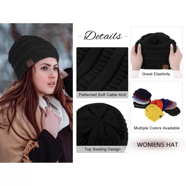 Zando Beanies Women Satin Lined Beanie for Women Warm Winter Hats for Women Thick Knit Beanies for Winter