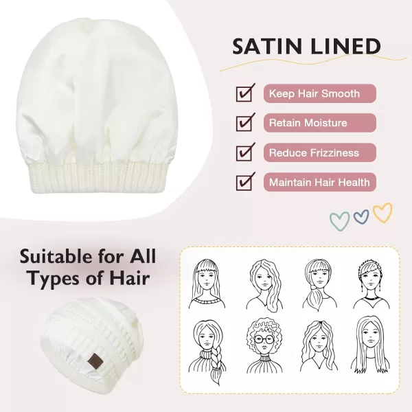 Zando Beanies Women Satin Lined Beanie for Women Warm Winter Hats for Women Thick Knit Beanies for Winter