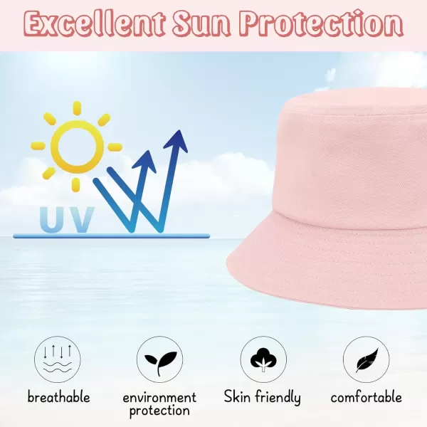 Zando Bucket Hats for Kids Cotton Bucket Hat for Girls Boys Sun Protection Bucket Hats Lightweight Packable Beach Sun Hat