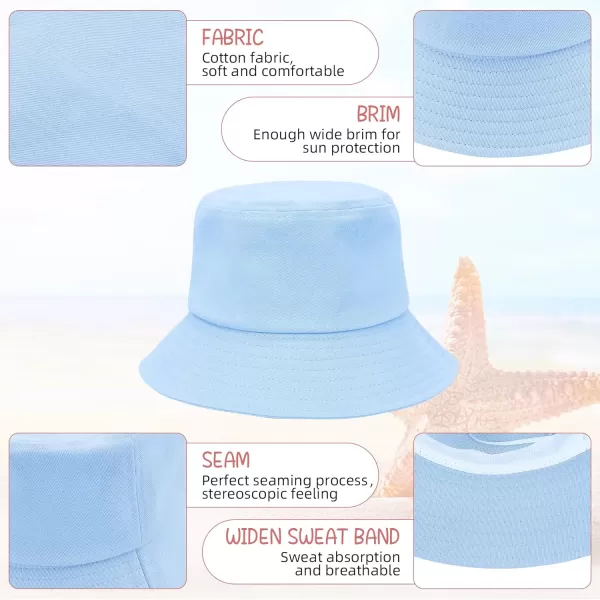 Zando Bucket Hats for Kids Cotton Bucket Hat for Girls Boys Sun Protection Bucket Hats Lightweight Packable Beach Sun Hat