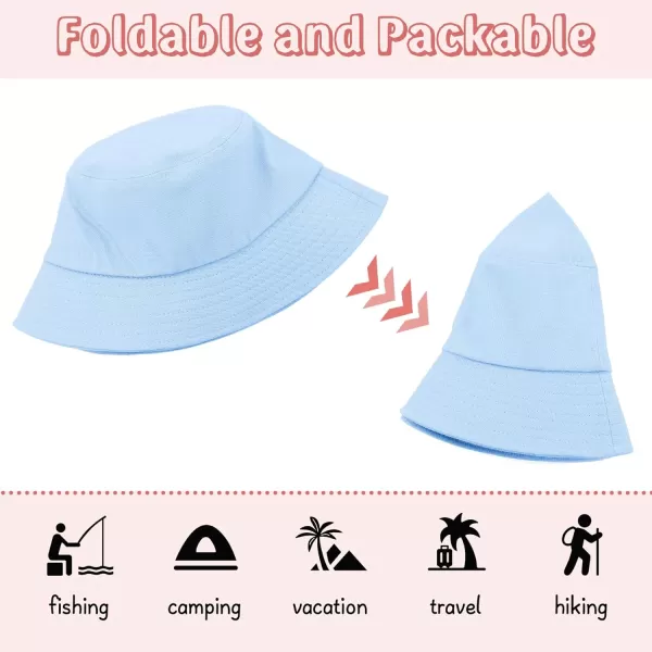 Zando Bucket Hats for Kids Cotton Bucket Hat for Girls Boys Sun Protection Bucket Hats Lightweight Packable Beach Sun Hat