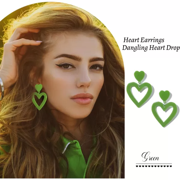 Zando Double Heart Earrings Dangle Statement Earrings for Women 80s Jewelry Accessory Party Valentine Mother's Day Gift