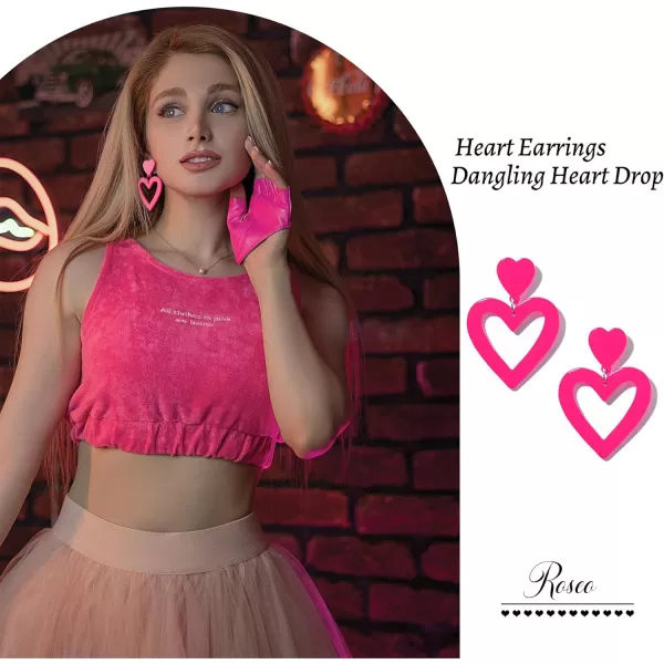 Zando Double Heart Earrings Dangle Statement Earrings for Women 80s Jewelry Accessory Party Valentine Mother's Day Gift