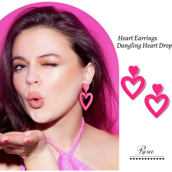 Zando Double Heart Earrings Dangle Statement Earrings for Women 80s Jewelry Accessory Party Valentine Mother's Day Gift