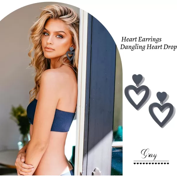 Zando Double Heart Earrings Dangle Statement Earrings for Women 80s Jewelry Accessory Party Valentine Mother's Day Gift