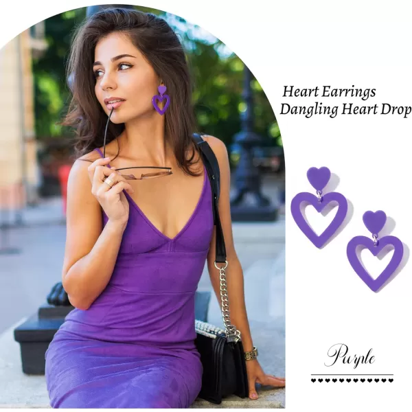 Zando Double Heart Earrings Dangle Statement Earrings for Women 80s Jewelry Accessory Party Valentine Mother's Day Gift