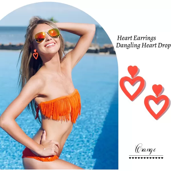 Zando Double Heart Earrings Dangle Statement Earrings for Women 80s Jewelry Accessory Party Valentine Mother's Day Gift