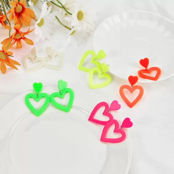 Zando Double Heart Earrings Dangle Statement Earrings for Women 80s Jewelry Accessory Party Valentine Mother's Day Gift
