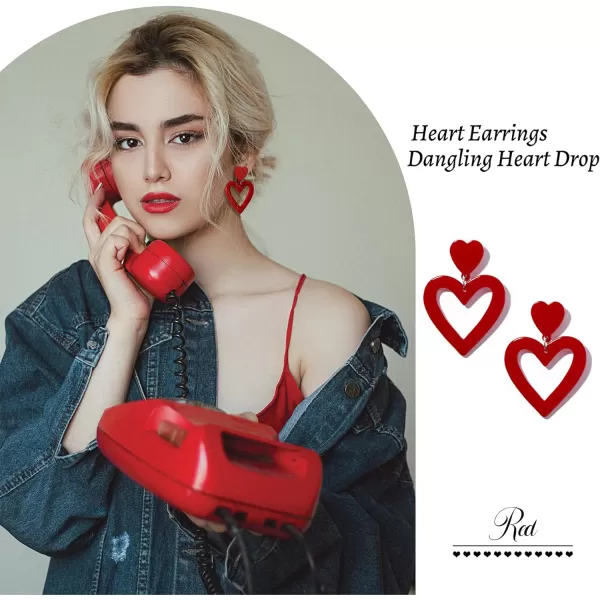 Zando Double Heart Earrings Dangle Statement Earrings for Women 80s Jewelry Accessory Party Valentine Mother's Day Gift