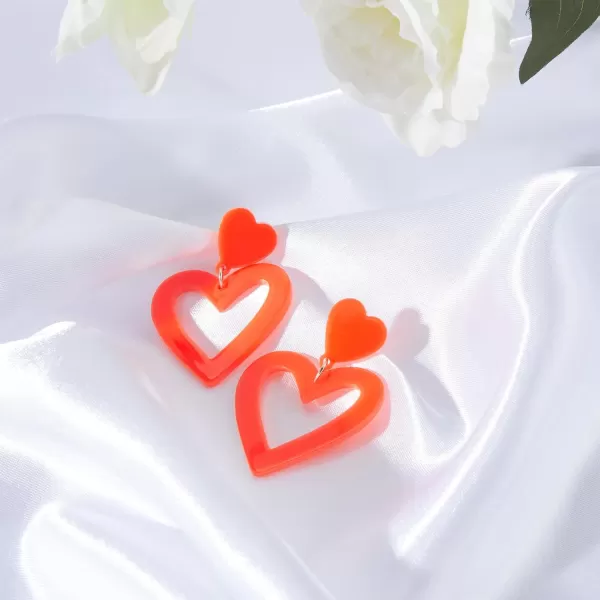 Zando Double Heart Earrings Dangle Statement Earrings for Women 80s Jewelry Accessory Party Valentine Mother's Day Gift