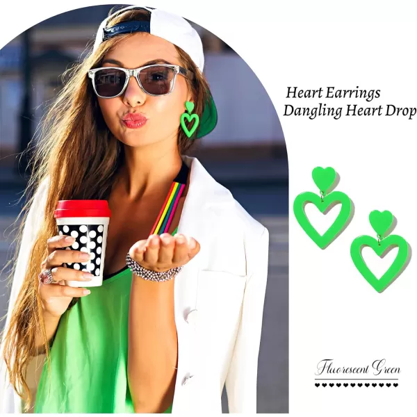 Zando Double Heart Earrings Dangle Statement Earrings for Women 80s Jewelry Accessory Party Valentine Mother's Day Gift