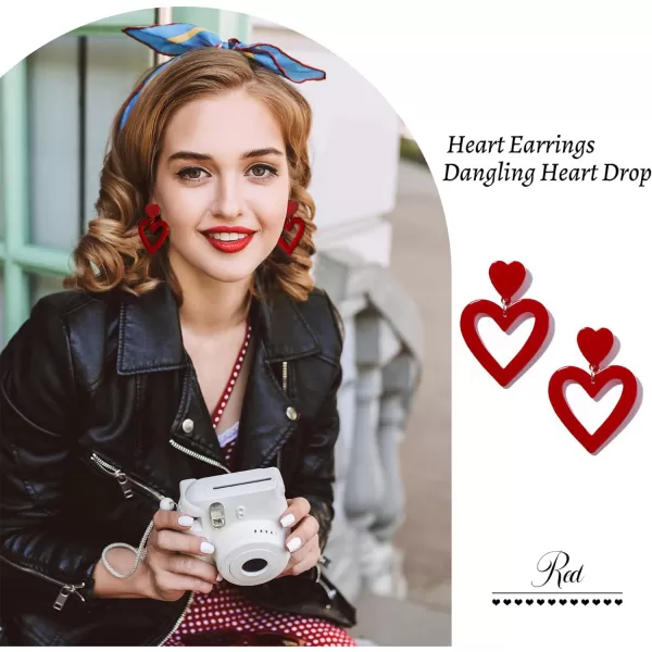 Zando Double Heart Earrings Dangle Statement Earrings for Women 80s Jewelry Accessory Party Valentine Mother's Day Gift