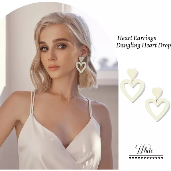 Zando Double Heart Earrings Dangle Statement Earrings for Women 80s Jewelry Accessory Party Valentine Mother's Day Gift