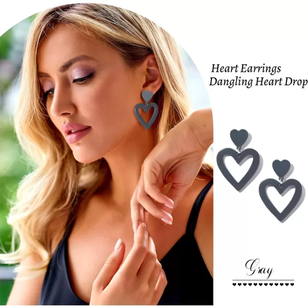 Zando Double Heart Earrings Dangle Statement Earrings for Women 80s Jewelry Accessory Party Valentine Mother's Day Gift