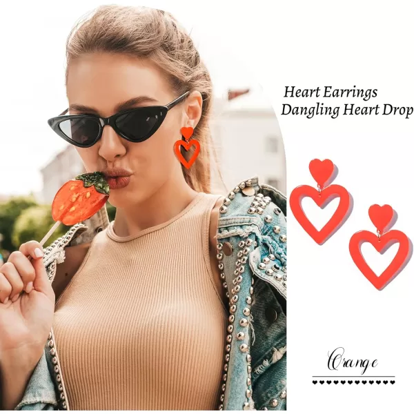 Zando Double Heart Earrings Dangle Statement Earrings for Women 80s Jewelry Accessory Party Valentine Mother's Day Gift