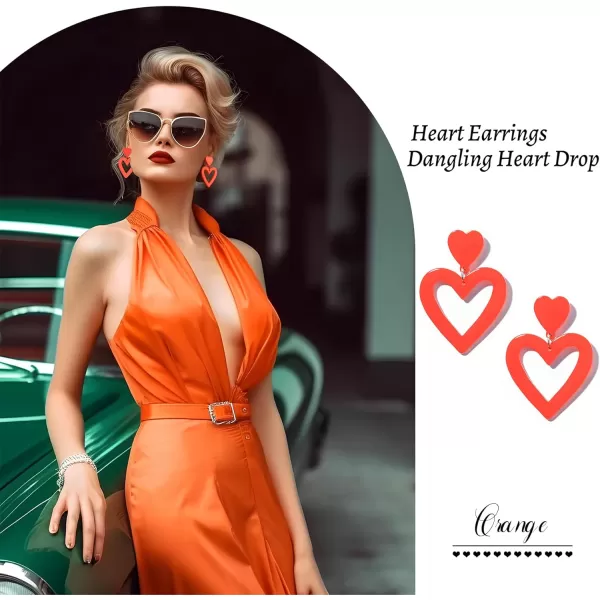 Zando Double Heart Earrings Dangle Statement Earrings for Women 80s Jewelry Accessory Party Valentine Mother's Day Gift