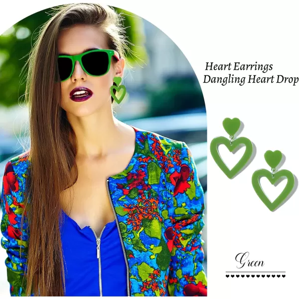 Zando Double Heart Earrings Dangle Statement Earrings for Women 80s Jewelry Accessory Party Valentine Mother's Day Gift