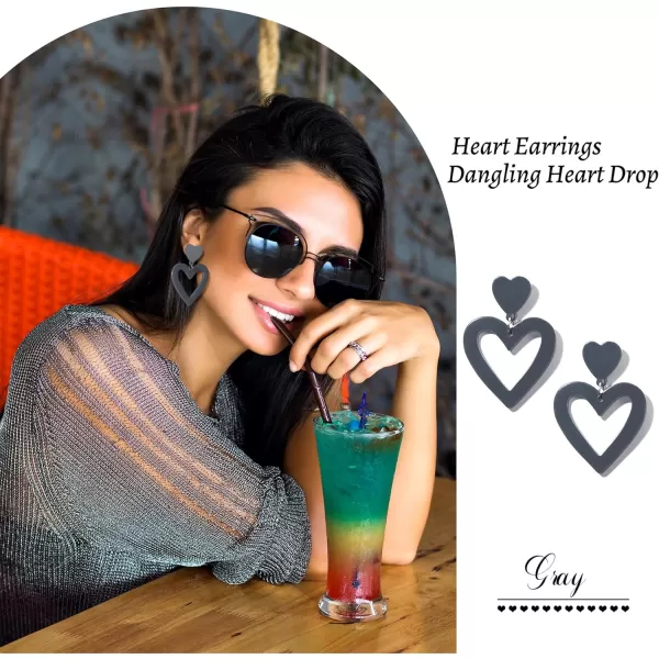 Zando Double Heart Earrings Dangle Statement Earrings for Women 80s Jewelry Accessory Party Valentine Mother's Day Gift