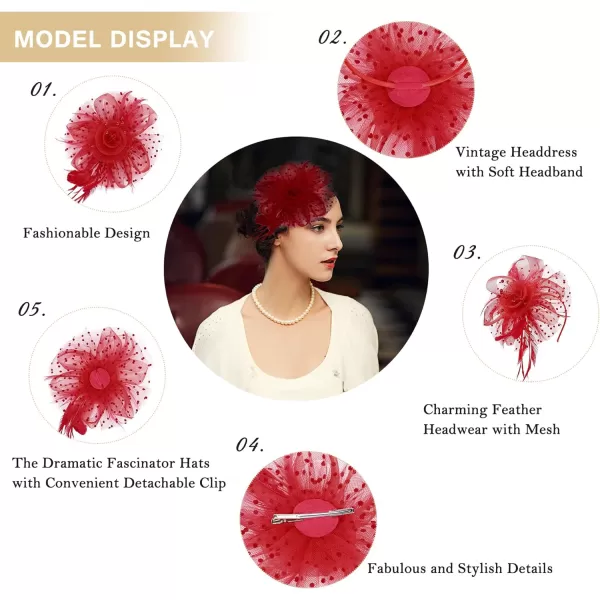 Zando Fascinators for Women Tea Party Hat Kentucky Derby Hats Flower Mesh Feathers Headband Headwear Hair Clip for Girls