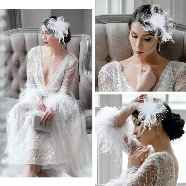 Zando Fascinators for Women Tea Party Hat Kentucky Derby Hats Flower Mesh Feathers Headband Headwear Hair Clip for Girls