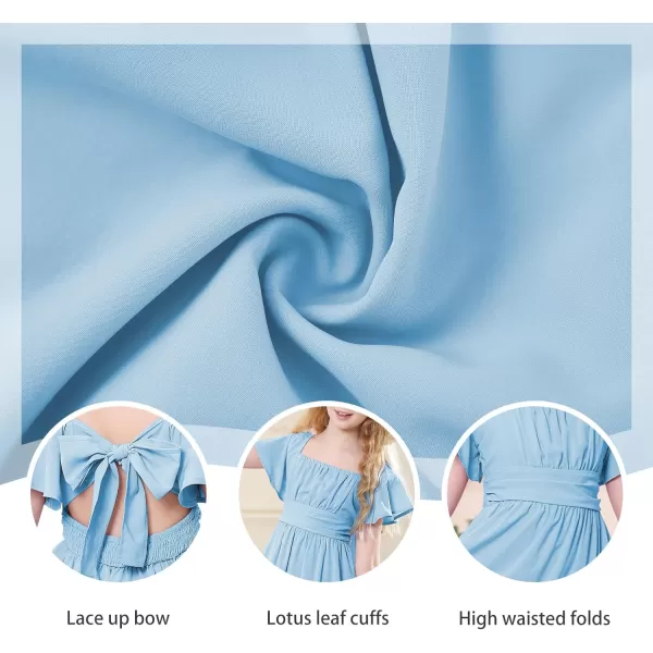 Zando Grils Dress 2024 Tie Back Dress for Grils Ruffle Short Sleeve Dresses A-Line Party Dress Off Shoulder Dress 6-16 Years