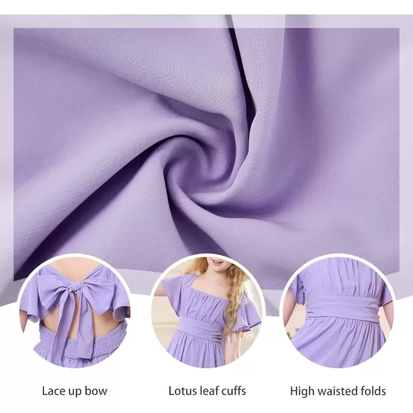 Zando Grils Dress 2024 Tie Back Dress for Grils Ruffle Short Sleeve Dresses A-Line Party Dress Off Shoulder Dress 6-16 Years