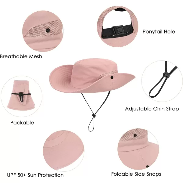 Zando Kids Bucket Hat Girls Sun Hat with Ponytail Hole UPF 50 Outdoor Hat Wide Brim Beach Summer Cap for Kids Ags 4-12
