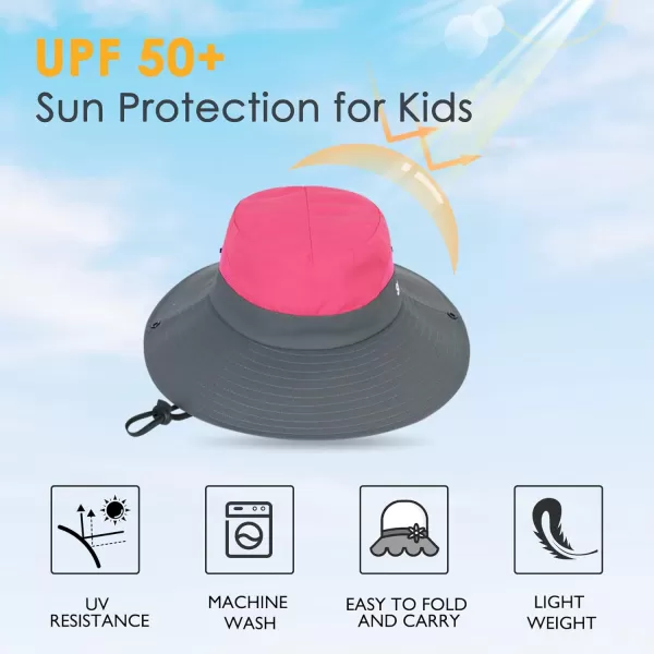 Zando Kids Bucket Hat Girls Sun Hat with Ponytail Hole UPF 50 Outdoor Hat Wide Brim Beach Summer Cap for Kids Ags 4-12