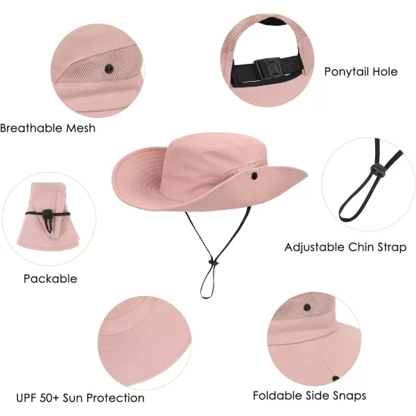 Zando Kids Bucket Hat Girls Sun Hat with Ponytail Hole UPF 50 Outdoor Hat Wide Brim Beach Summer Cap for Kids Ags 4-12