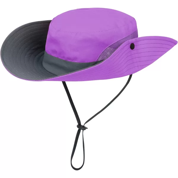 Zando Kids Bucket Hat Girls Sun Hat with Ponytail Hole UPF 50 Outdoor Hat Wide Brim Beach Summer Cap for Kids Ags 4-12
