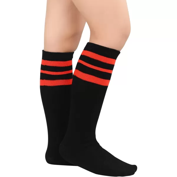 Zando Kids Child Cotton Three Stripes Sport Soccer Team Socks Uniform Tube Cute Knee High Stocking for Boys Girls