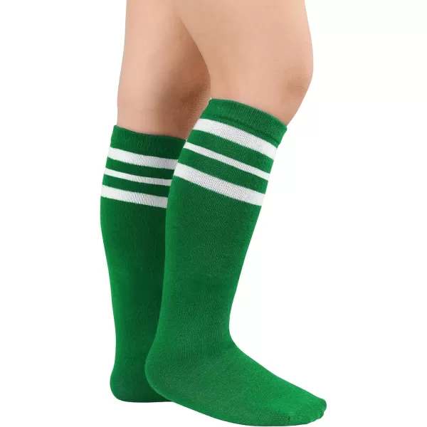 Zando Kids Child Cotton Three Stripes Sport Soccer Team Socks Uniform Tube Cute Knee High Stocking for Boys Girls