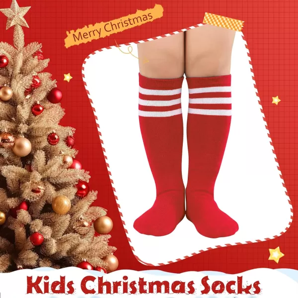 Zando Kids Child Cotton Three Stripes Sport Soccer Team Socks Uniform Tube Cute Knee High Stocking for Boys Girls