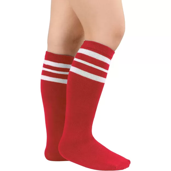 Zando Kids Child Cotton Three Stripes Sport Soccer Team Socks Uniform Tube Cute Knee High Stocking for Boys Girls