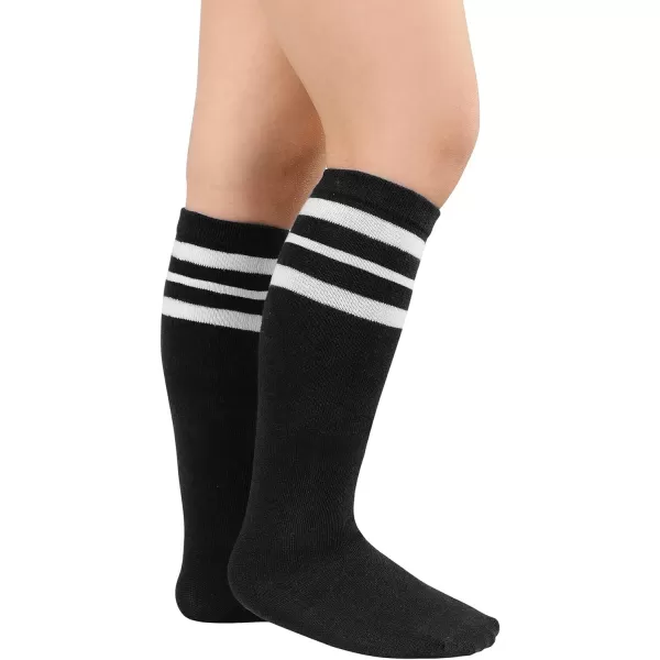 Zando Kids Child Cotton Three Stripes Sport Soccer Team Socks Uniform Tube Cute Knee High Stocking for Boys Girls