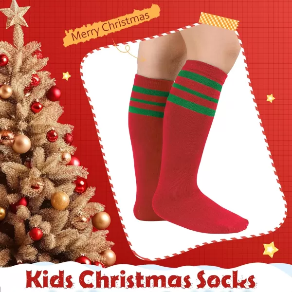Zando Kids Child Cotton Three Stripes Sport Soccer Team Socks Uniform Tube Cute Knee High Stocking for Boys Girls