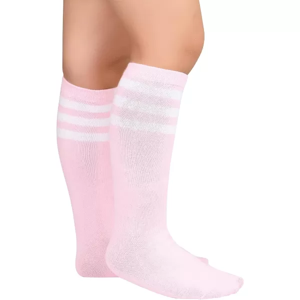 Zando Kids Child Cotton Three Stripes Sport Soccer Team Socks Uniform Tube Cute Knee High Stocking for Boys Girls